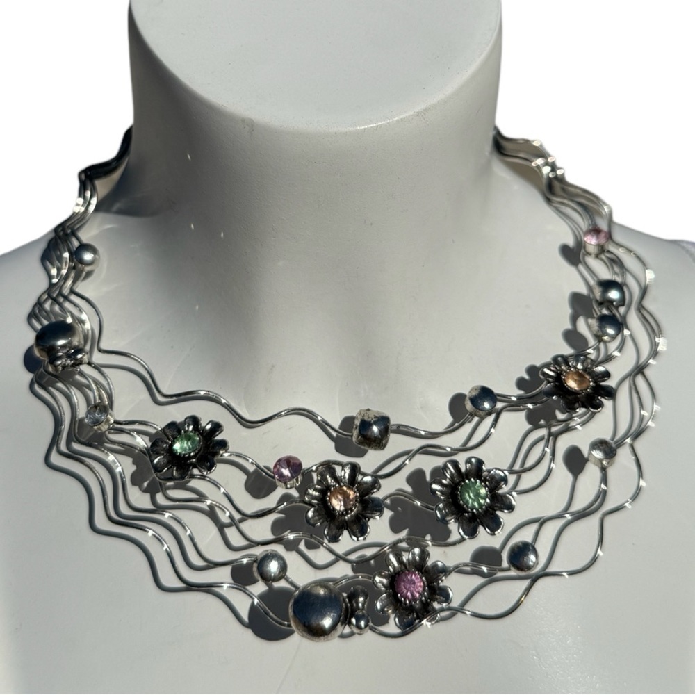 Rare VTG Flower Statement Bib Necklace